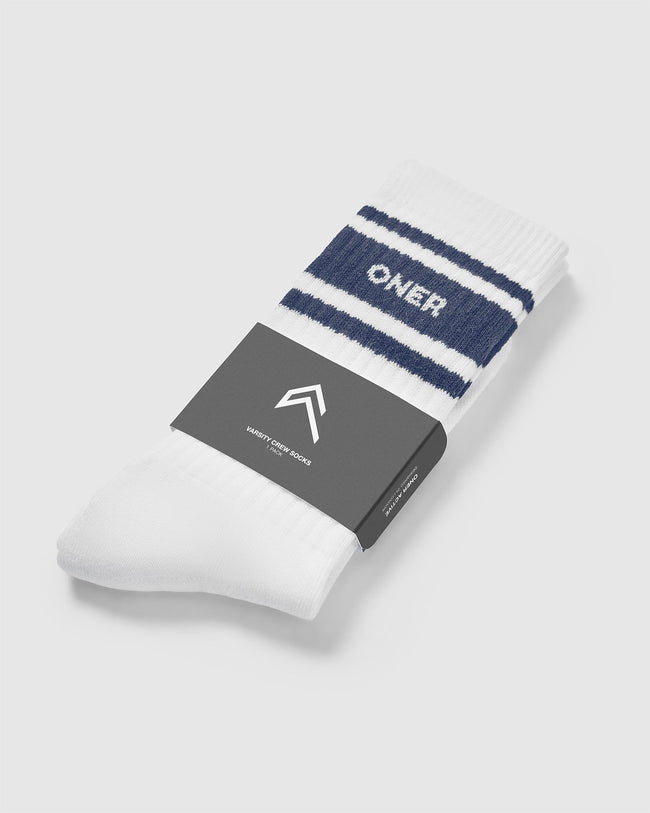 Varsity Long Crew Socks 1 Pack | White/True Blue
