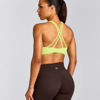 EasyLift™ High Neck Sports Bra with Grey Logo | Citrus Green