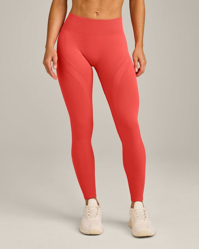 EnhanceLift™ Seamless Leggings with Grey Logo | Dark Charged Coral