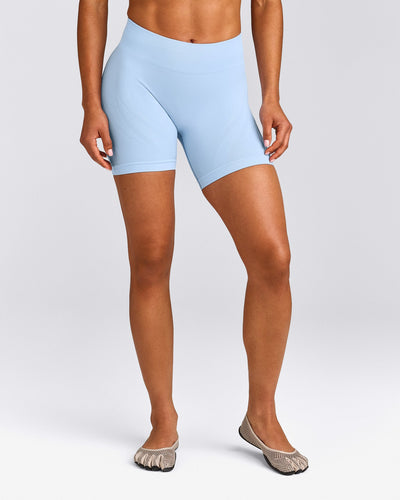 EnhanceLift™ Seamless Shorts with Grey Logo | Powdered Blue