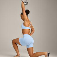 EnhanceLift™ Seamless Shorts with Grey Logo | Powdered Blue