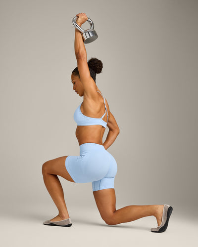EnhanceLift™ Seamless Shorts with Grey Logo | Powdered Blue