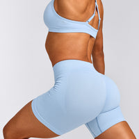 EnhanceLift™ Seamless Shorts with Grey Logo | Powdered Blue