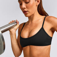 EnhanceLift™ Seamless Minimal Bralette with Grey Logo | Black
