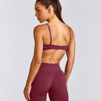 EnhanceLift™ Seamless Minimal Bralette with Grey Logo | Burnt Maroon Red