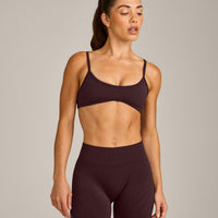 EnhanceLift™ Seamless Minimal Bralette with Grey Logo | Plum Brown