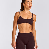 EnhanceLift™ Seamless Minimal Bralette with Grey Logo | Plum Brown