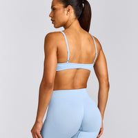 EnhanceLift™ Seamless Minimal Bralette with Grey Logo | Powdered Blue