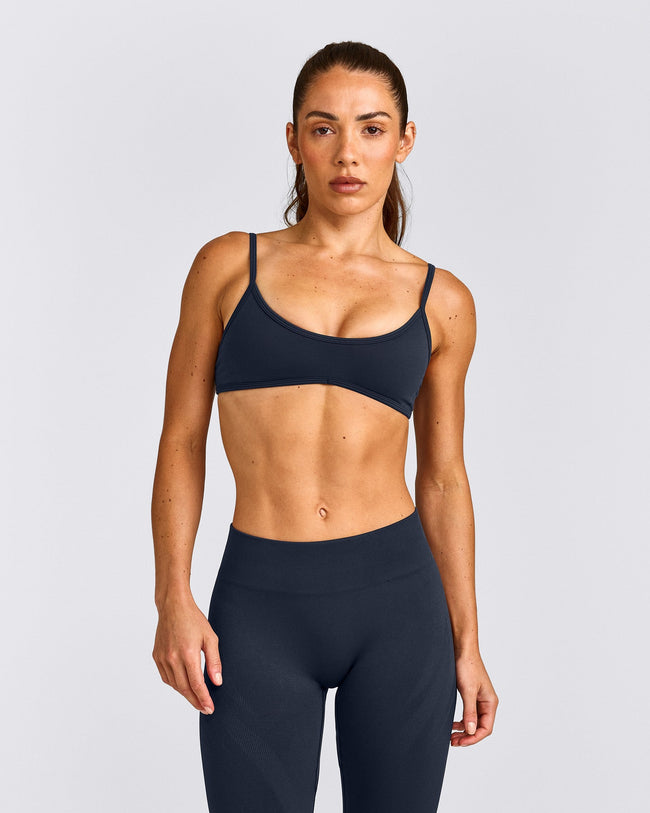 EnhanceLift™ Seamless Minimal Bralette with Grey Logo | True Blue