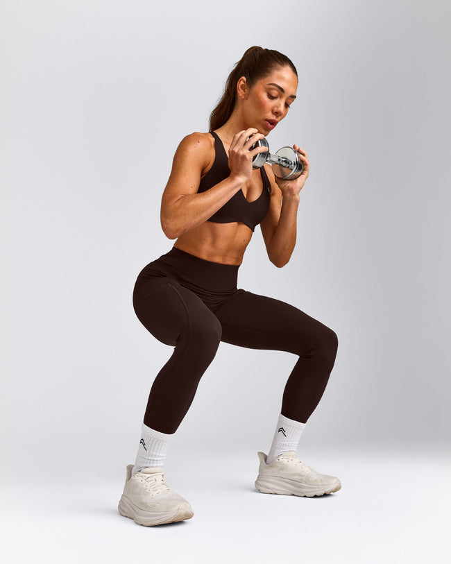 UnifiedMove™ Cross Back Sports Bra with Reflective Logo | 70% Cocoa