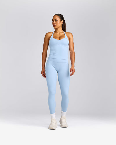 UnifiedMove™ T Back Mid Vest with Built in Bra Shelf with Reflective Logo | Powdered Blue