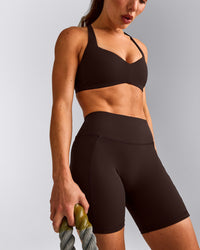 UnifiedMove™ T Back Minimal Bralette with Reflective Logo | 70% Cocoa