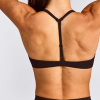UnifiedMove™ T Back Minimal Bralette with Reflective Logo | 70% Cocoa