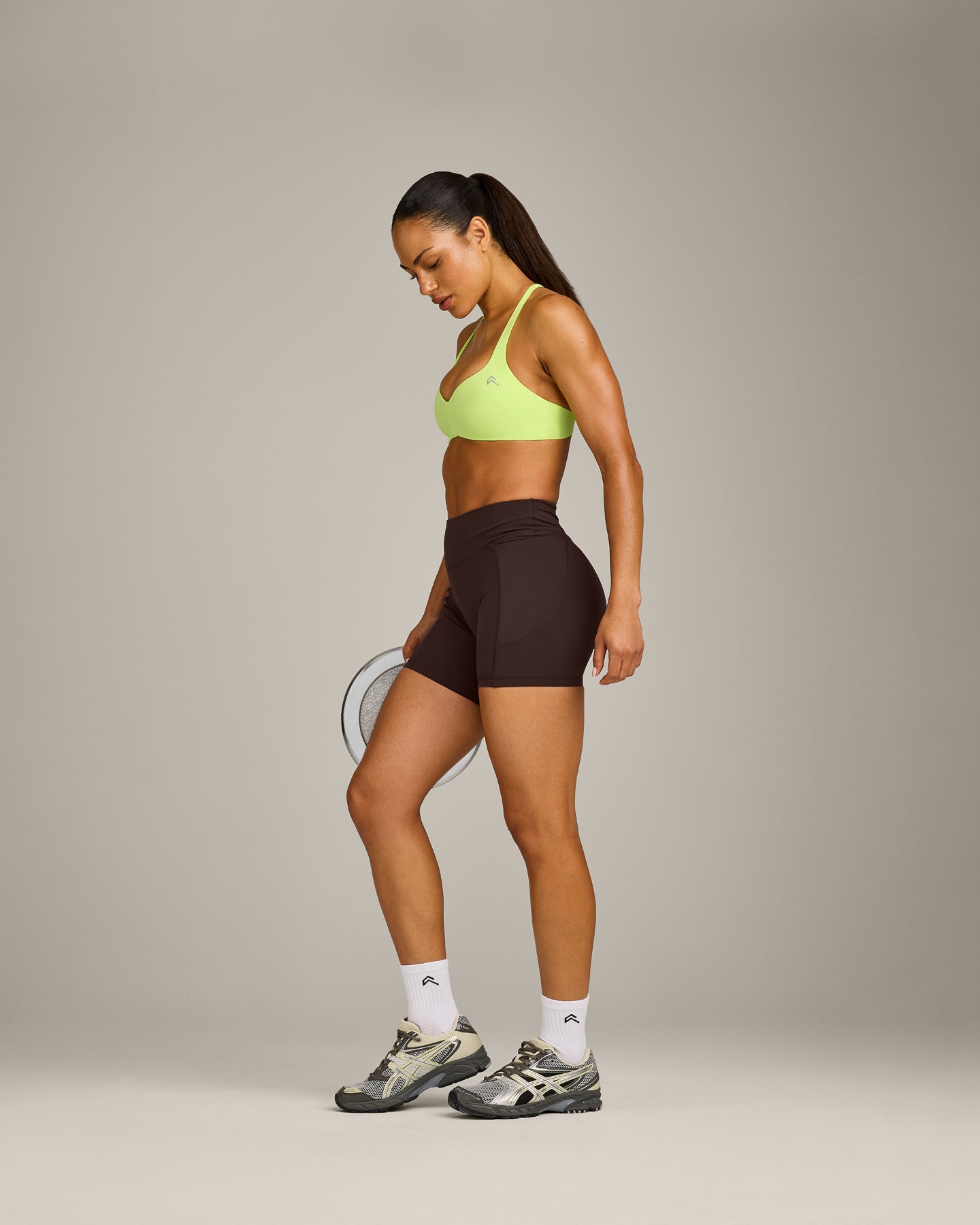 UnifiedMove™ T Back Minimal Bralette with Reflective Logo | Citrus Green