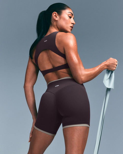 SoftMotion™ High Neck Sports Bra | Dark Umber Brown