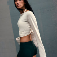 SoftMotion™ Mid Rise Shorts 4" with Grey Logo | Emerald Noir