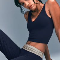 SoftMotion™ Scoop Neck Tank Top with Grey Logo | True Blue