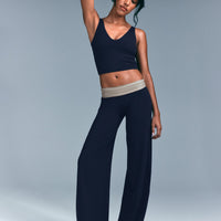 SoftMotion™ Straight Leg Trousers with Grey Logo | True Blue
