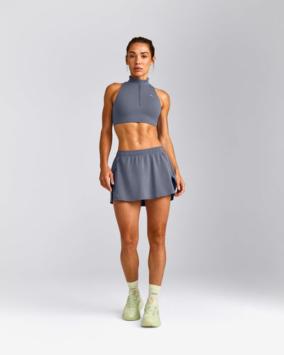 EasyLift™ Zip High Neck Sports Bra | Dark Granite Blue