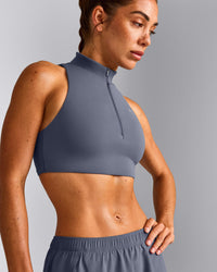 EasyLift™ Zip High Neck Sports Bra | Dark Granite Blue