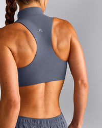 EasyLift™ Zip High Neck Sports Bra | Dark Granite Blue