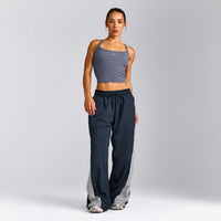 Mellow™ Rib Racer Back Mid Tank Top with Built in Bra Shelf | Granite Blue