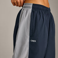Oversized Contrast Piped Woven Straight Leg Track Bottoms | True Blue