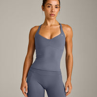 UnifiedMove™ T Back Mid Vest with Built in Bra Shelf New Branding | Granite Blue