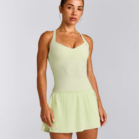 UnifiedMove™ T Back Mid Tank Top with Built in Bra Shelf | Meadow Mist Green