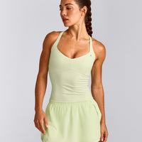 UnifiedMove™ T Back Mid Tank Top with Built in Bra Shelf | Meadow Mist Green