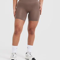 Timeless High Waisted Shorts 6" | Cool Brown