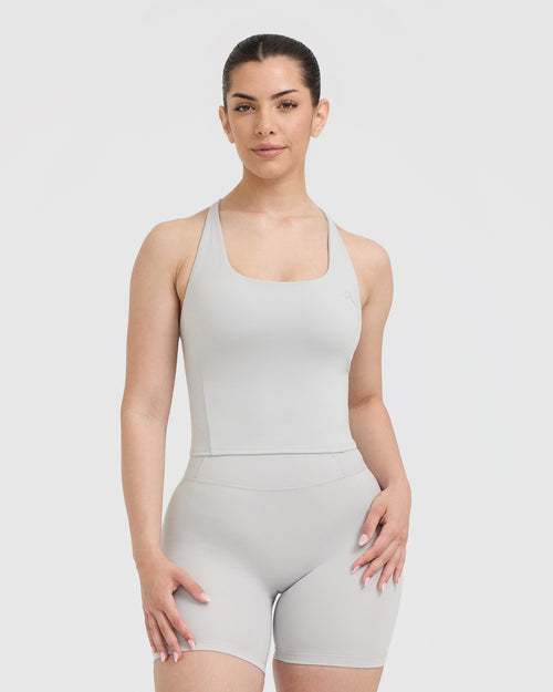 Oner Modal Timeless Square Neck Mid Vest | Light Grey
