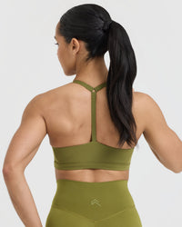 Timeless Square Neck Sports Bra | Olive Green