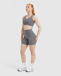 UnifiedMove High Waisted Shorts 6" | Ash Grey