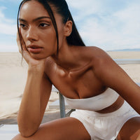 UnifiedMove Micro Bandeau Bralette with Reflective Logo | Marshmallow White