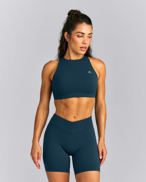 EasyLift™ High Neck Sports Bra | Dark Oil Blue