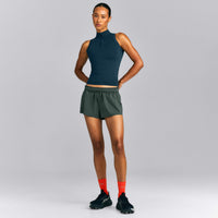 Oner Seamless Mid Weight Fitted 1/2 Zip Tank | Washed Oil Blue