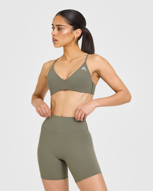 Oner Modal EasyLift™ Ultra Minimal Bralette with White Logo | Alpine Green