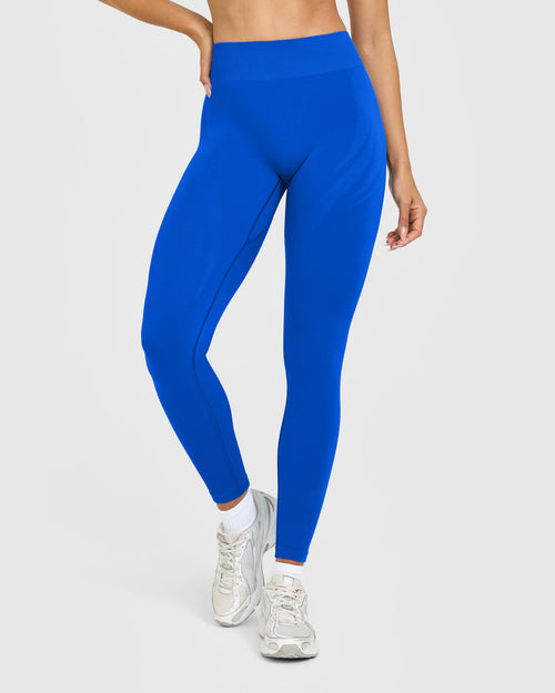 Oner Modal EnhanceLift™ Seamless Leggings with White Logo | Cobalt Blue