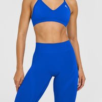 EnhanceLift™ Seamless Leggings with White Logo | Cobalt Blue