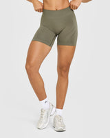 EnhanceLift™ Seamless Shorts with White Logo | Alpine Green