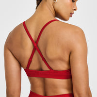 EnhanceLift™ Seamless Strappy Sports Bra with White Logo | Light Toasted Red