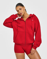 Foundations Zip Through Hoodie | Toasted Red