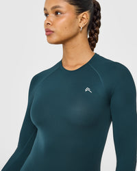 Go To Seamless Fitted Long Sleeve Top | Oil Blue