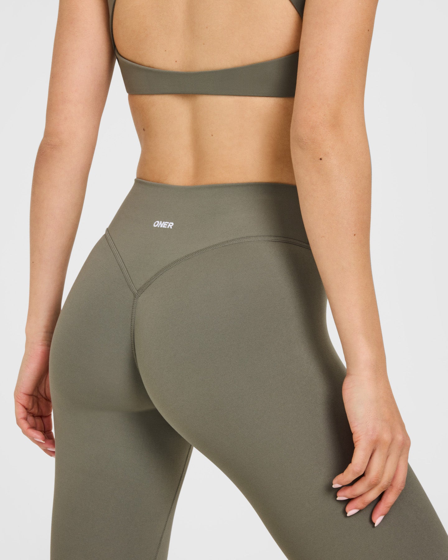 SoftMotion™ High Waisted Leggings with White Logo | Alpine Green