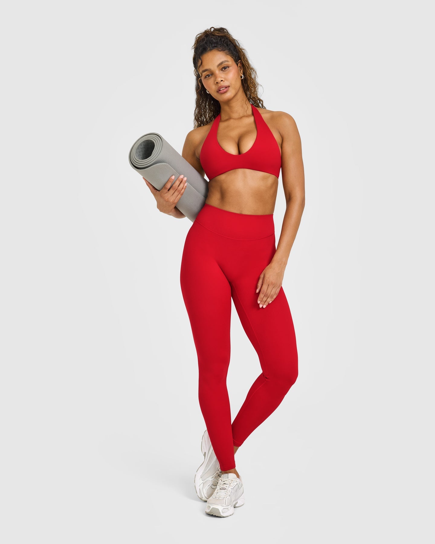 SoftMotion™ High Waisted Leggings with White Logo | Light Toasted Red