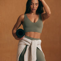 SoftMotion™ Longline Sports Bra with White Logo | Alpine Green
