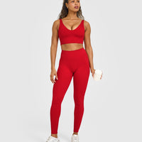 SoftMotion™ Longline Sports Bra with White Logo | Light Toasted Red