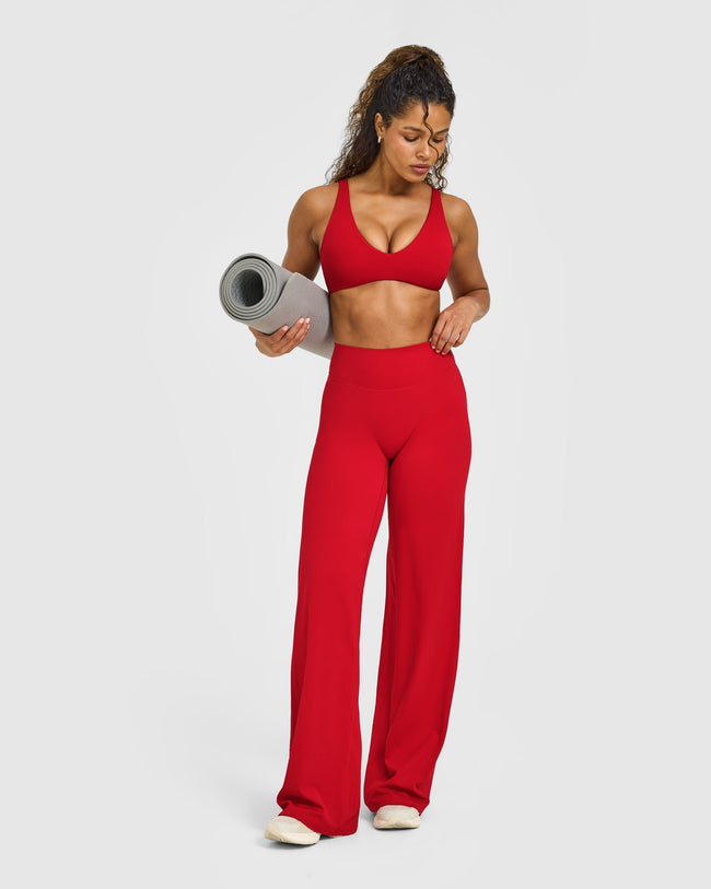 SoftMotion™ Scoop Back Bralette with White Logo | Light Toasted Red