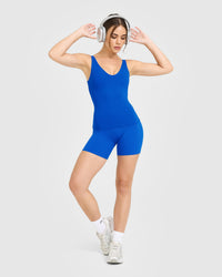 SoftMotion™ Scoop Neck Vest with White Logo | Light Cobalt Blue